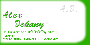 alex dekany business card